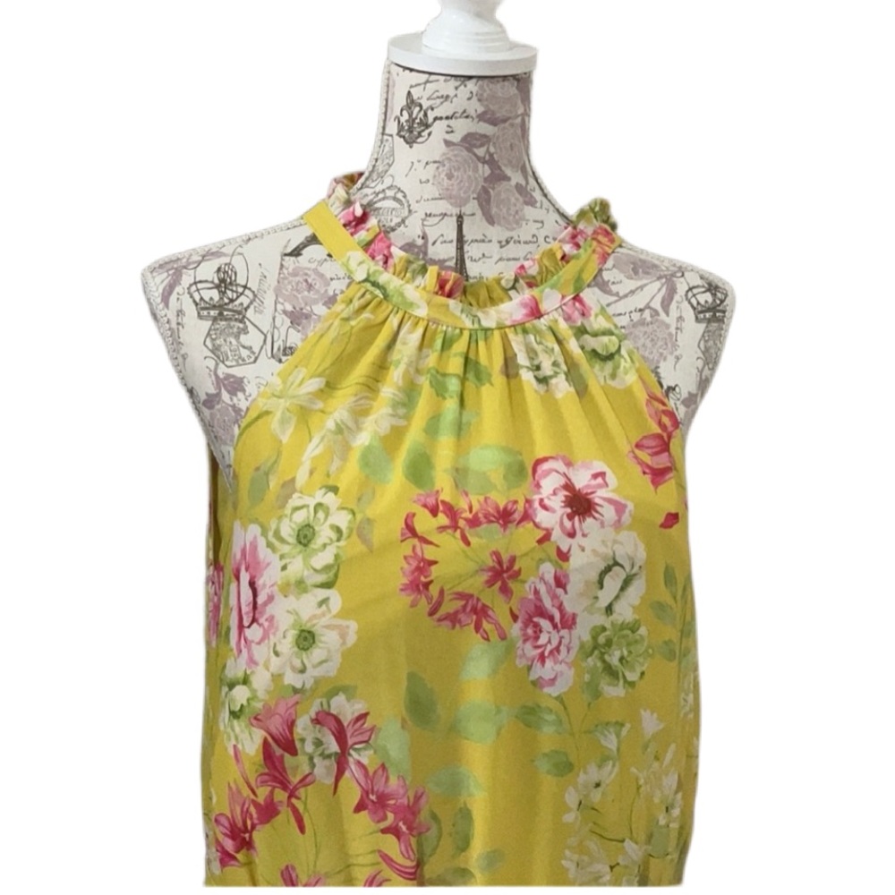 Floral Halter Neck Top - Yellow and Pink